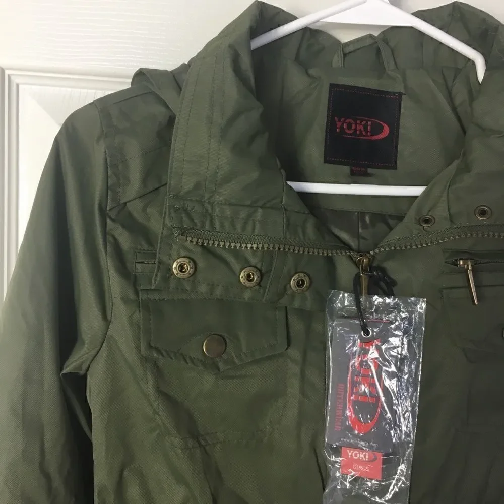 YOKI Anorak Olive Hooded Jacket Girls Sz Large